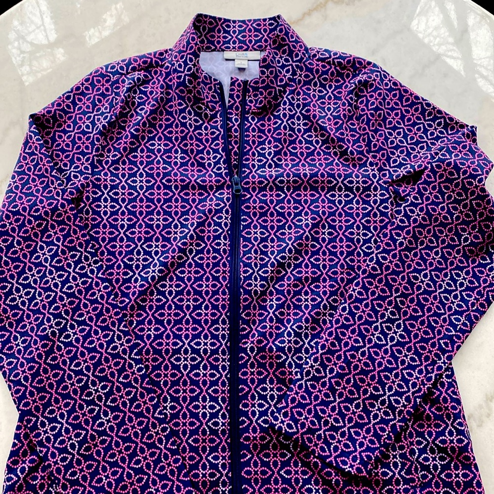 Lightweight zip up jacket in navy and pink by Croft & Barrow